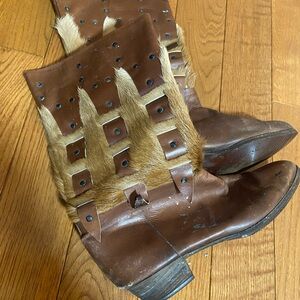 Brown Leather and Fur Boots